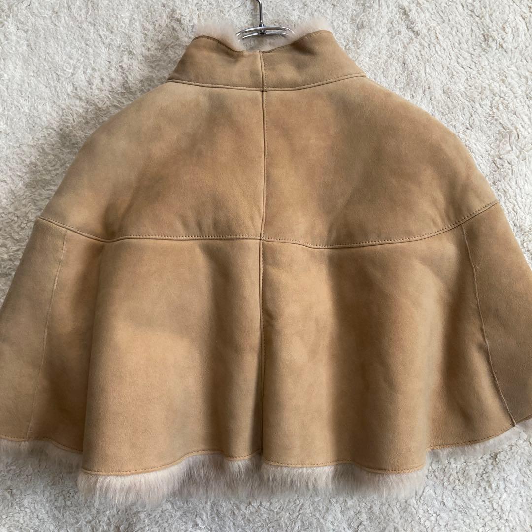 【美品】クレージュ　ケープコート　羊革　ムートン　毛皮　ファー　サイズ38