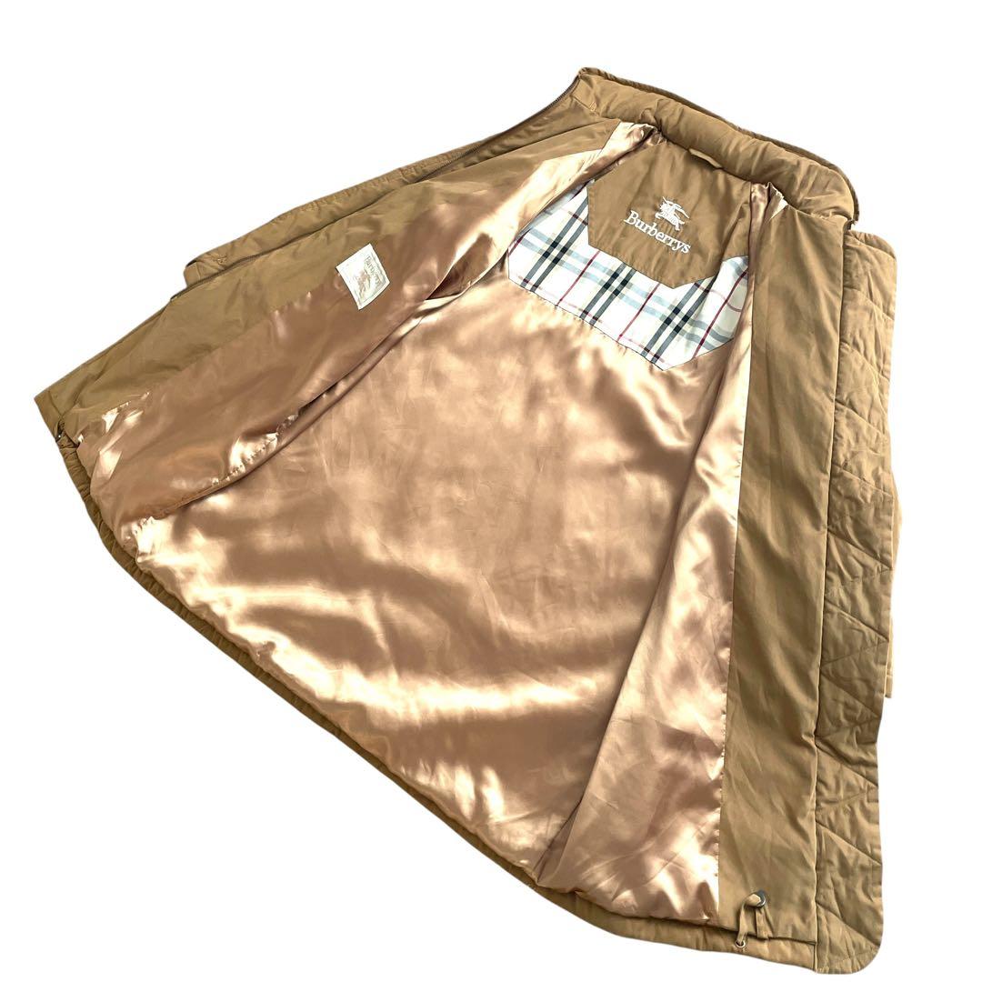 美品 90sヴィンテージ Burberry ロゴ総柄 中綿入り コート フード付