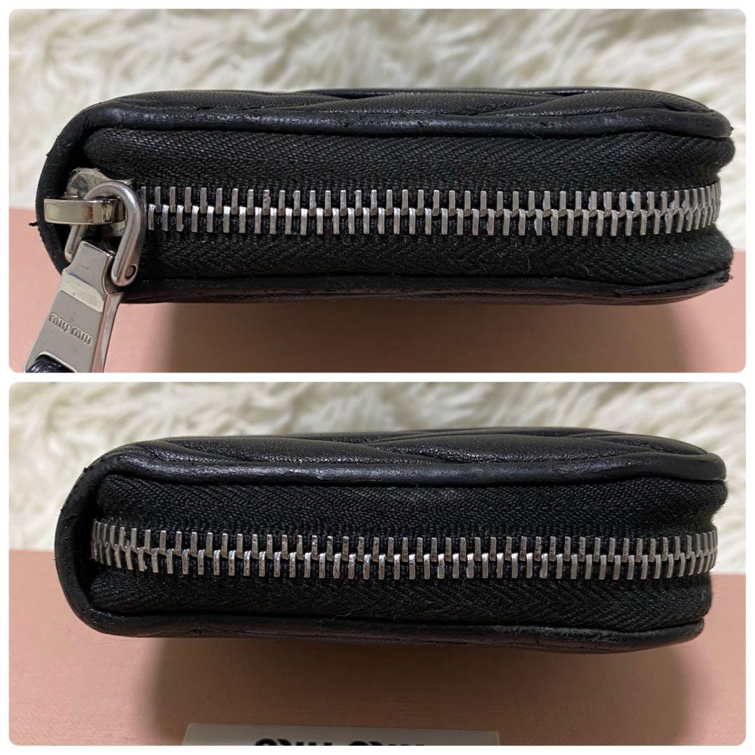 【極美品◦付属品完備✨】MIUMIU 長財布 ラウンド マテラッセ クリスタル黒