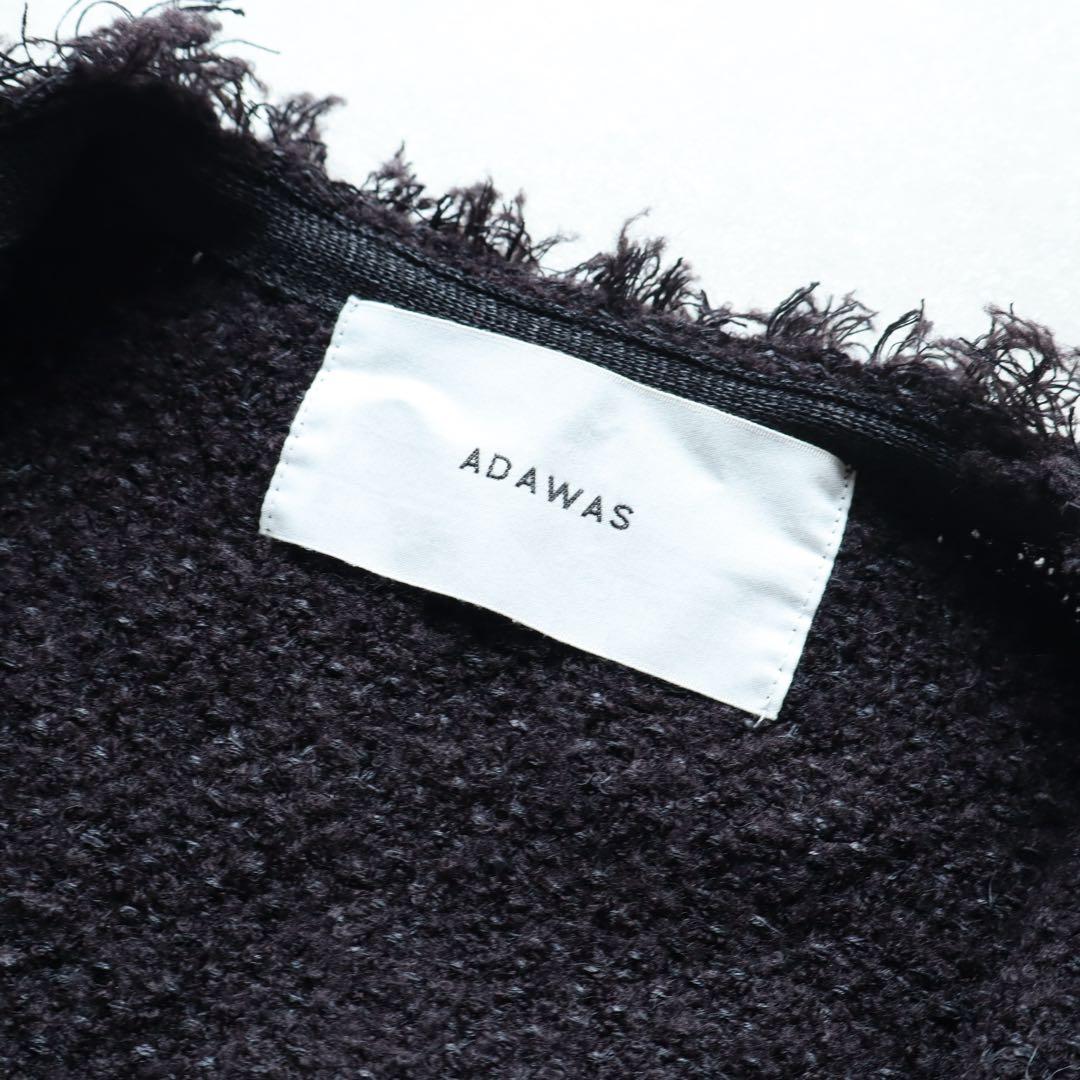 ADAWAS｜定価3.5万 金釦 フリンジ ツイードニットジャケット ブラック