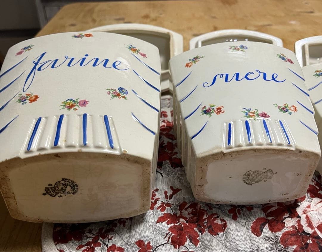 最終値下フランスアンティーク　リュネヴィル　キャニスター5点セットアールデコ様式