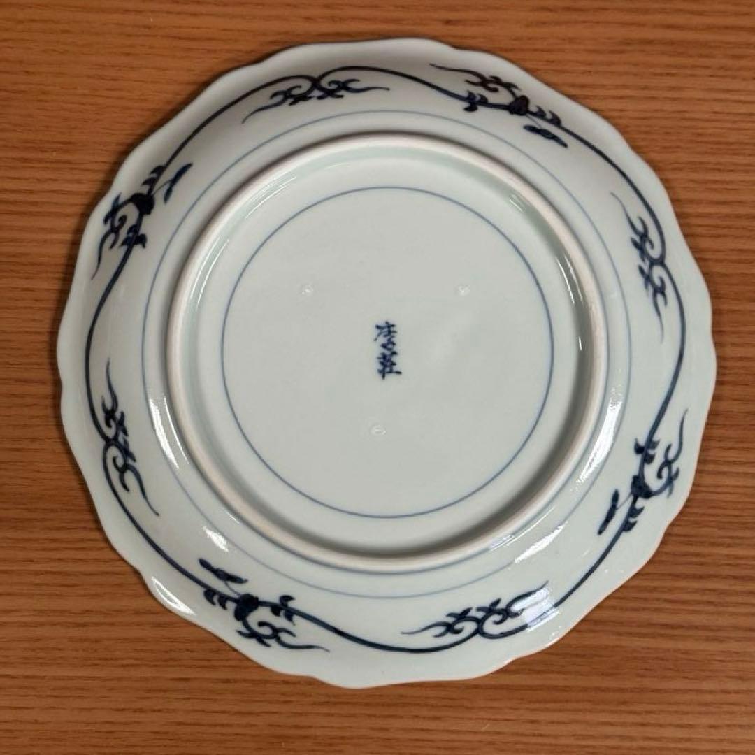 有田焼 李荘窯 染付花唐草文 輪花6寸皿☆
