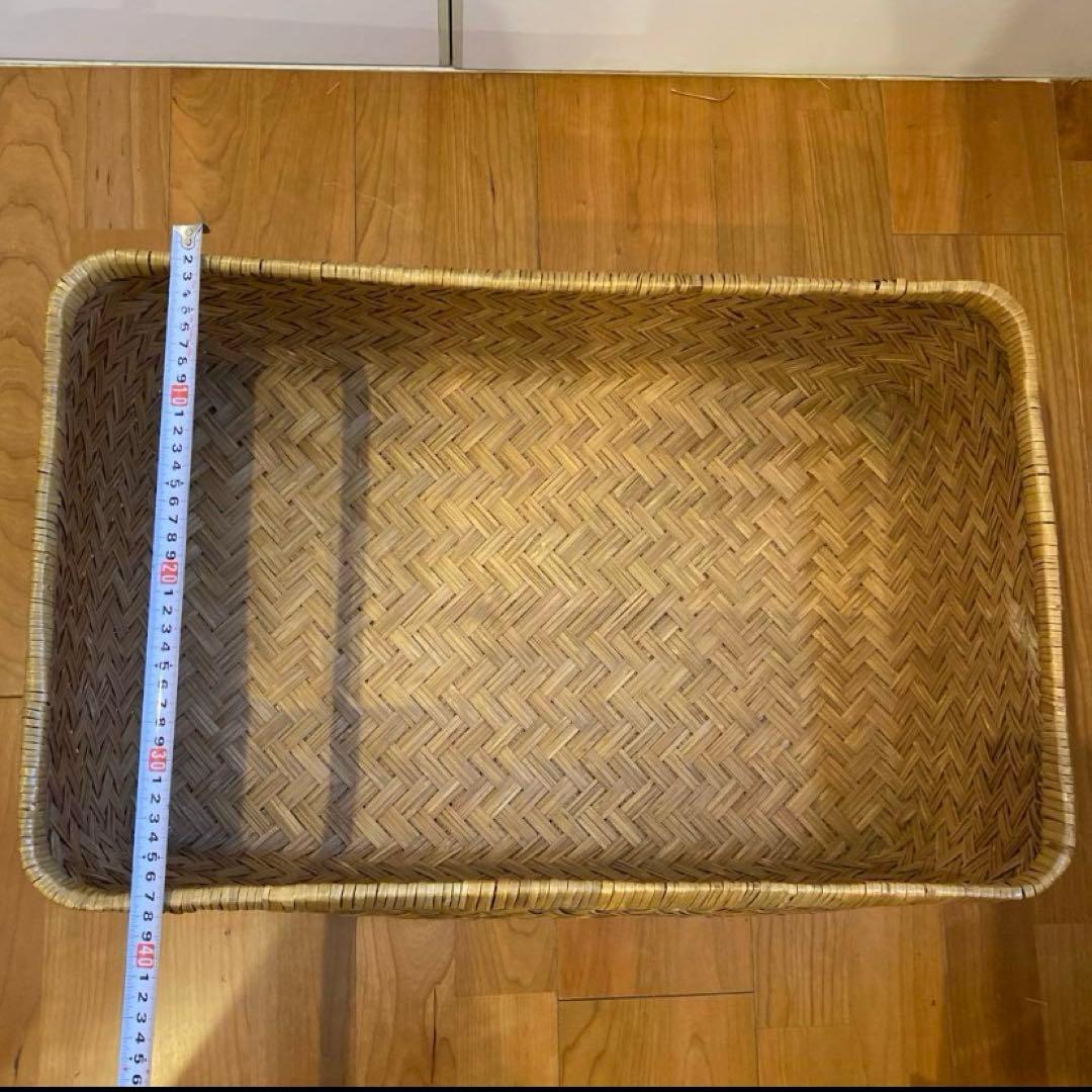 ③ 【最終価格】竹行李 柳ごおり昭和レトロ 竹細工 大籠 箪笥カゴ 受け座のみ