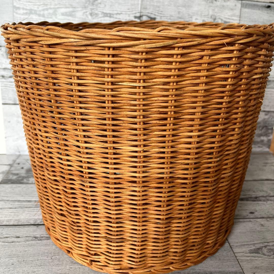 ラタン バスケット 収納 かご 籐 リビング ずんどう オシャレ 存在感