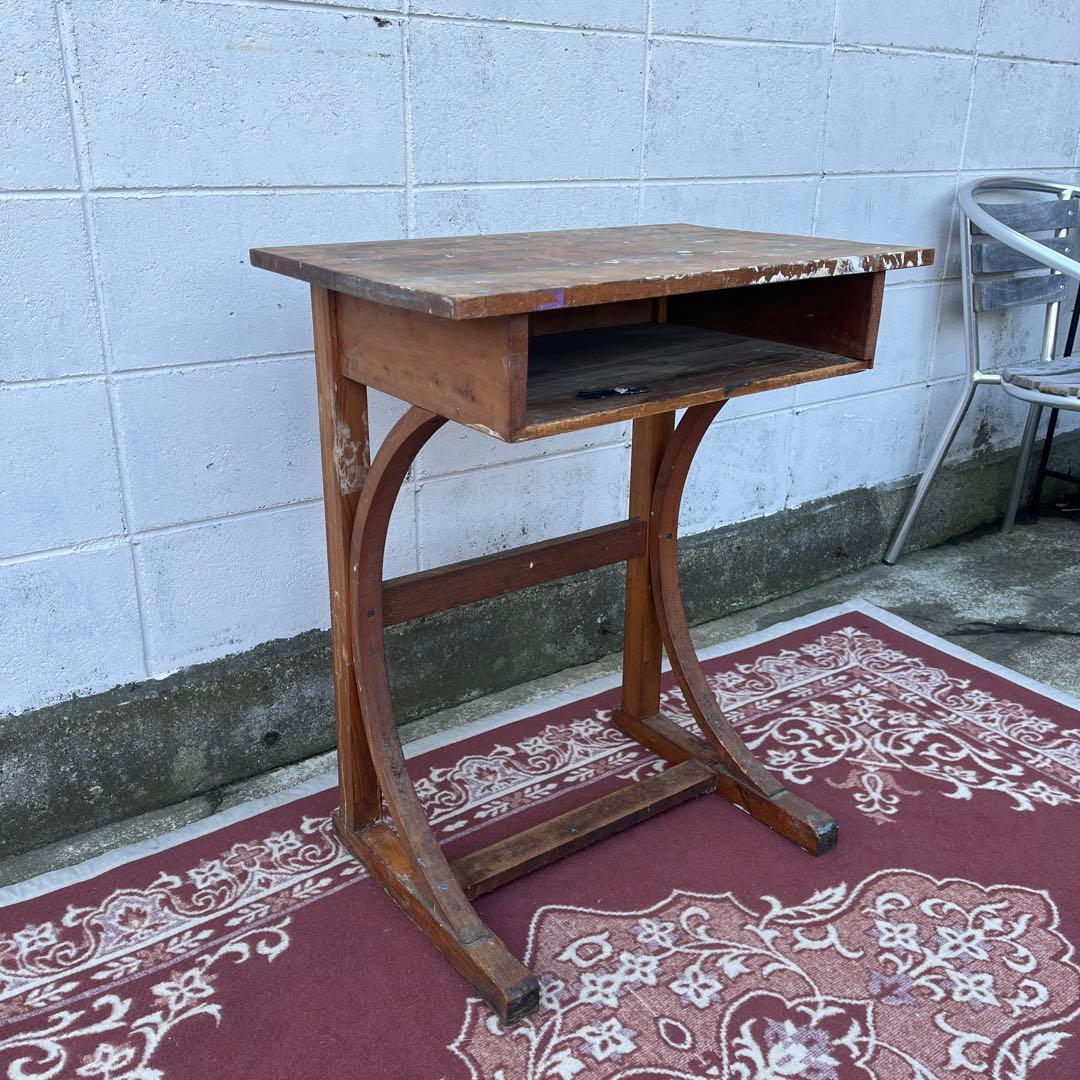 古家具アンティーク品◾️昔の古い木製机 サイドテーブル ディスプレイ台
