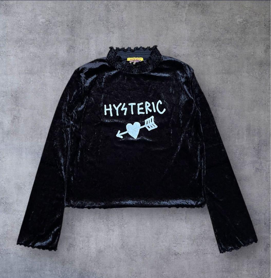 HYSTERIC GLAMOUR 長袖ベロアプルオーバー　トップス 黒　フリー