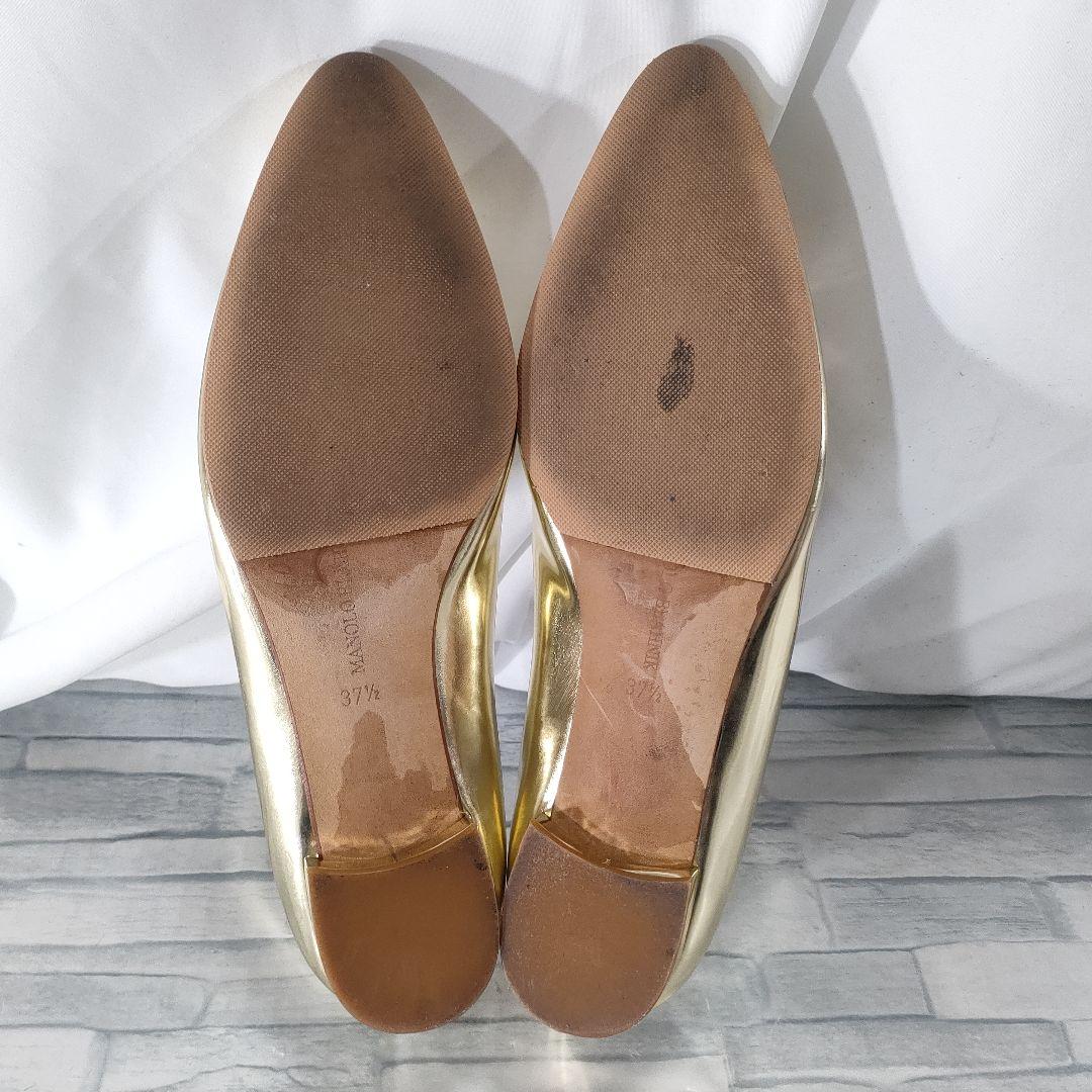マノロブラニク　フラットパンプス　ゴールド　光沢あり◎　37.5