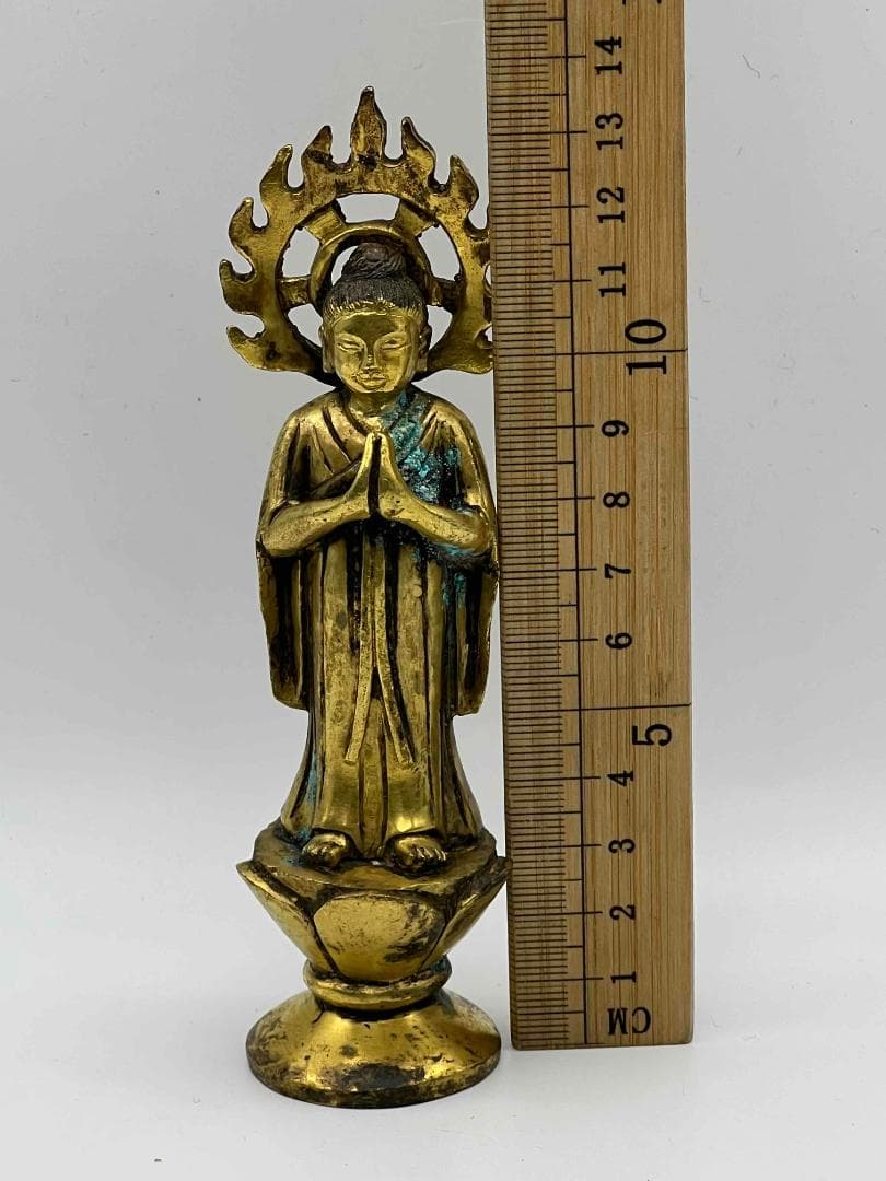 北魏時代 金銅観音菩薩立像　铜鎏金 金銅仏　唐物　仏教用品　仏像(B-104③)