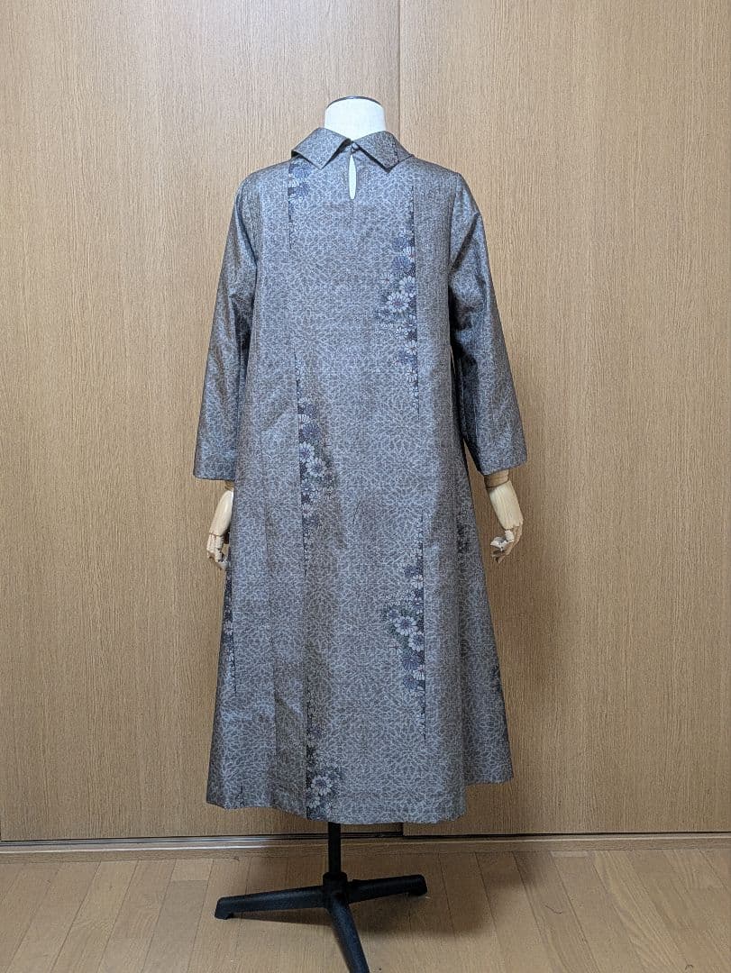 着物リメイク　ワンピース　大島紬　Ｍ〜L