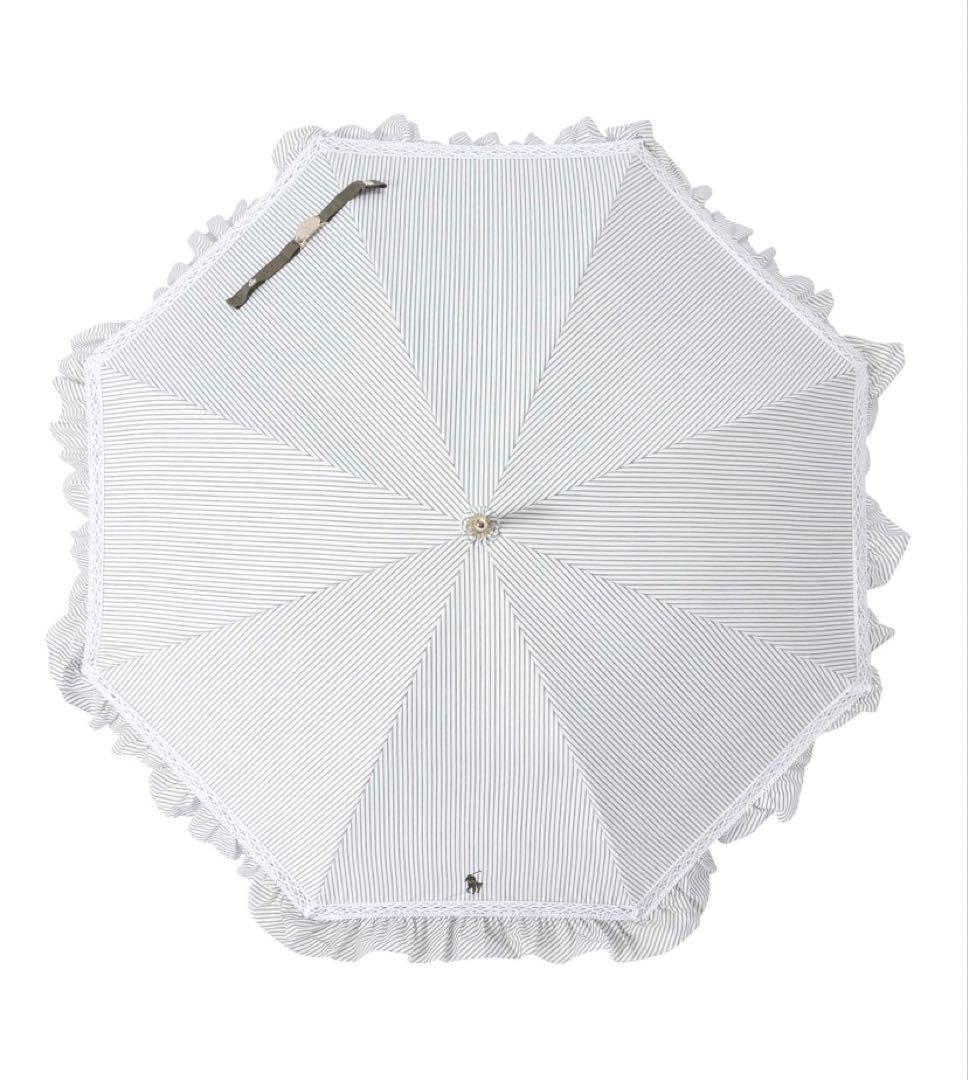 晴雨兼用日傘 長傘 ポロポニー ストライプフリル 遮光 遮熱 UV 軽量