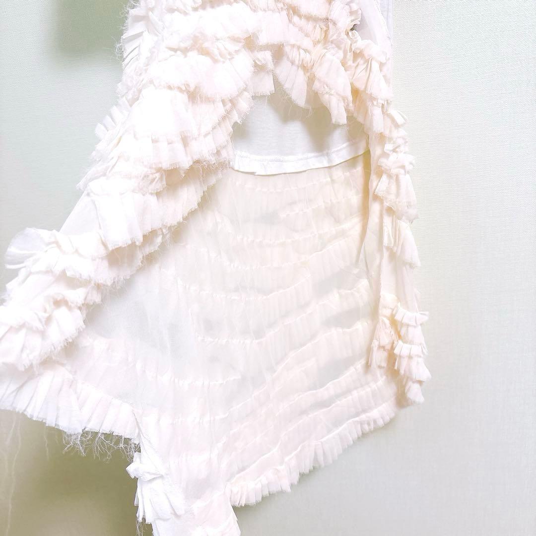 希少✨ハイダーアッカーマン（XXS）半袖トップス シルク混 アシメ フリンジ白