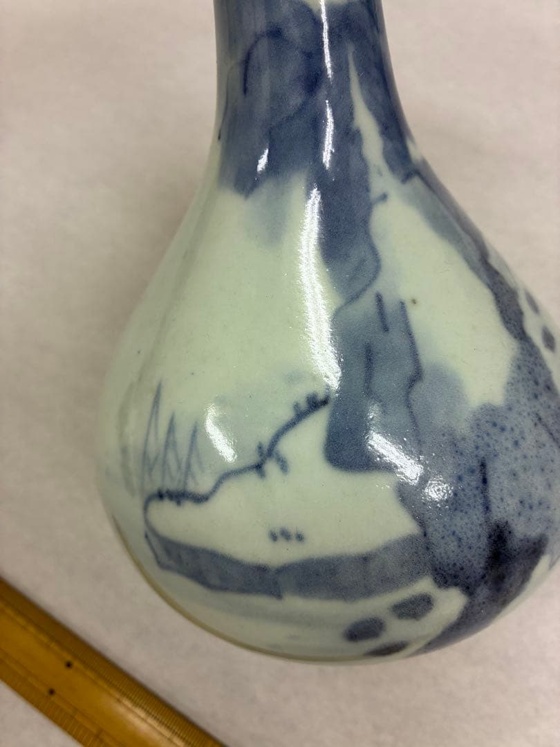 薩摩 平佐焼 青白釉花瓶　花器　花入れ