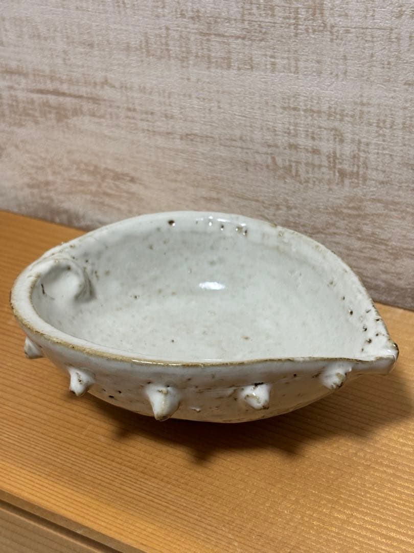 大華山鳥雲窯 納富鳥雲 萩焼 鮑形 向付 片口 鉢 小鉢 白萩 白釉 貝形 作家