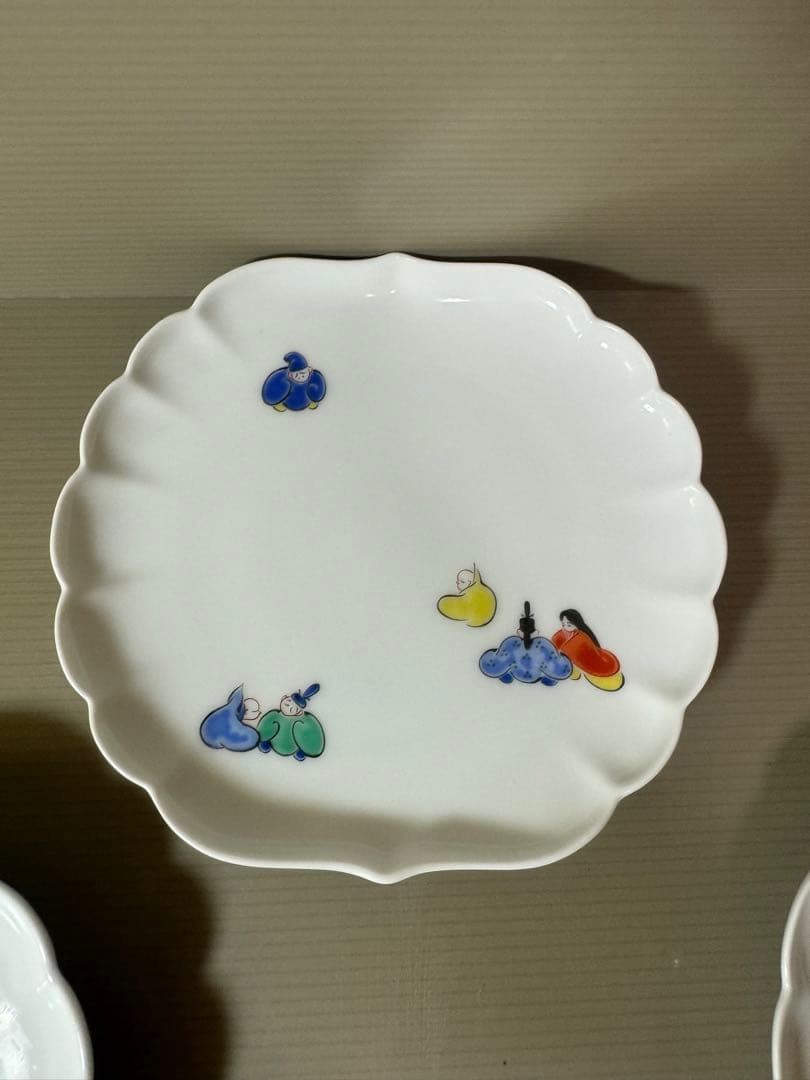 2727 深川製磁 六歌仙 菊中割和皿揃 5客　未使用