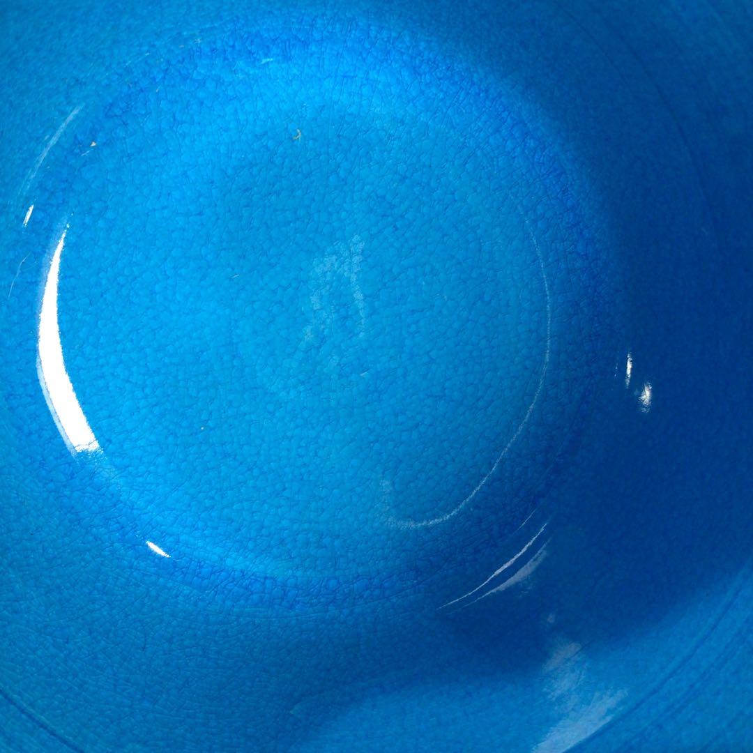 Ｐ３５４　水指　『御室窯造』『浅黄交趾』『末広水指』　共箱　茶道具