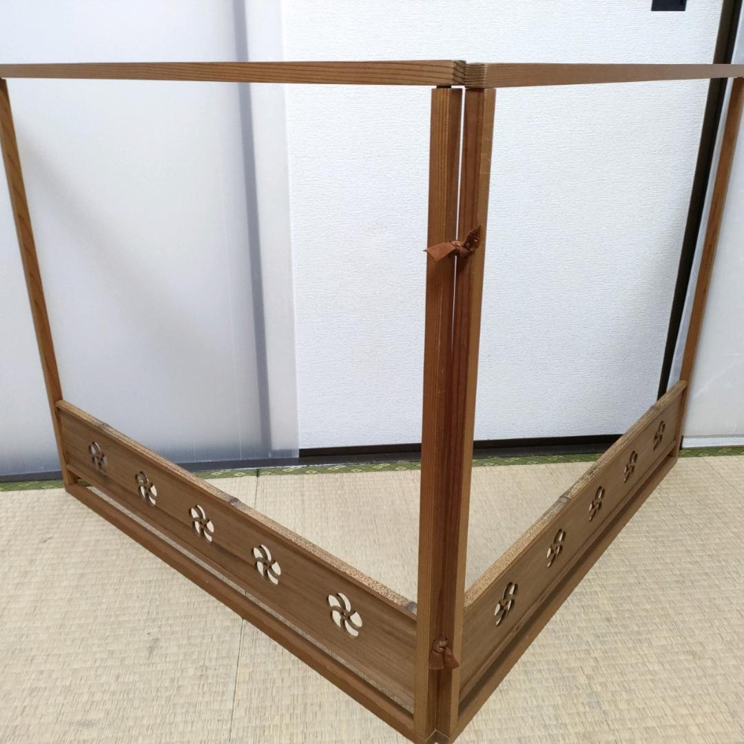 茶道具 風炉先 屏風 捻梅透かし 赤杉 胡麻竹 組立 時代物