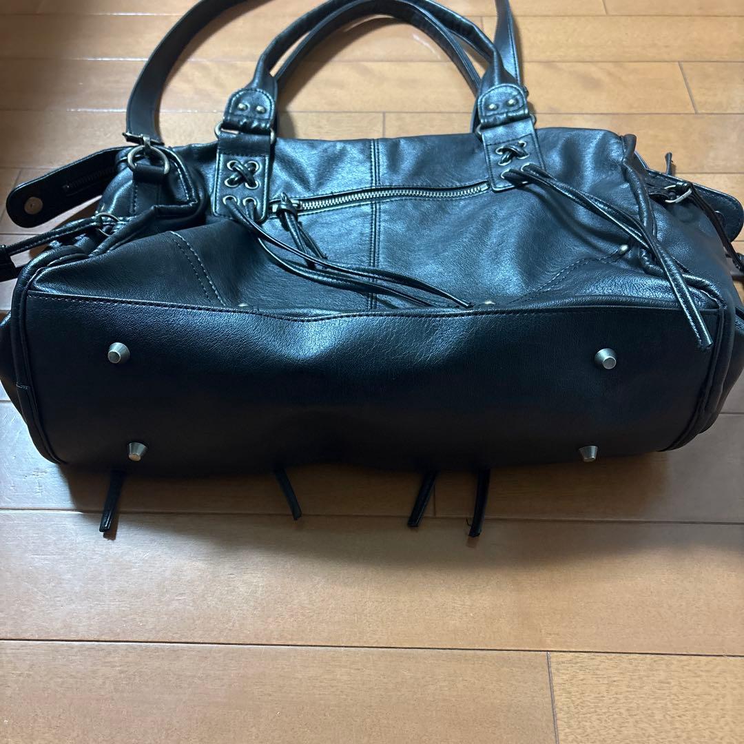 バッグ Belted Washed Leather Bag black y2k