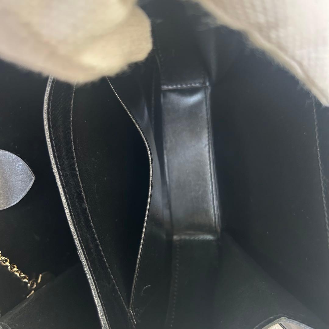 CELINE ブラックレザー ショルダーバッグ スター金具ゴールド