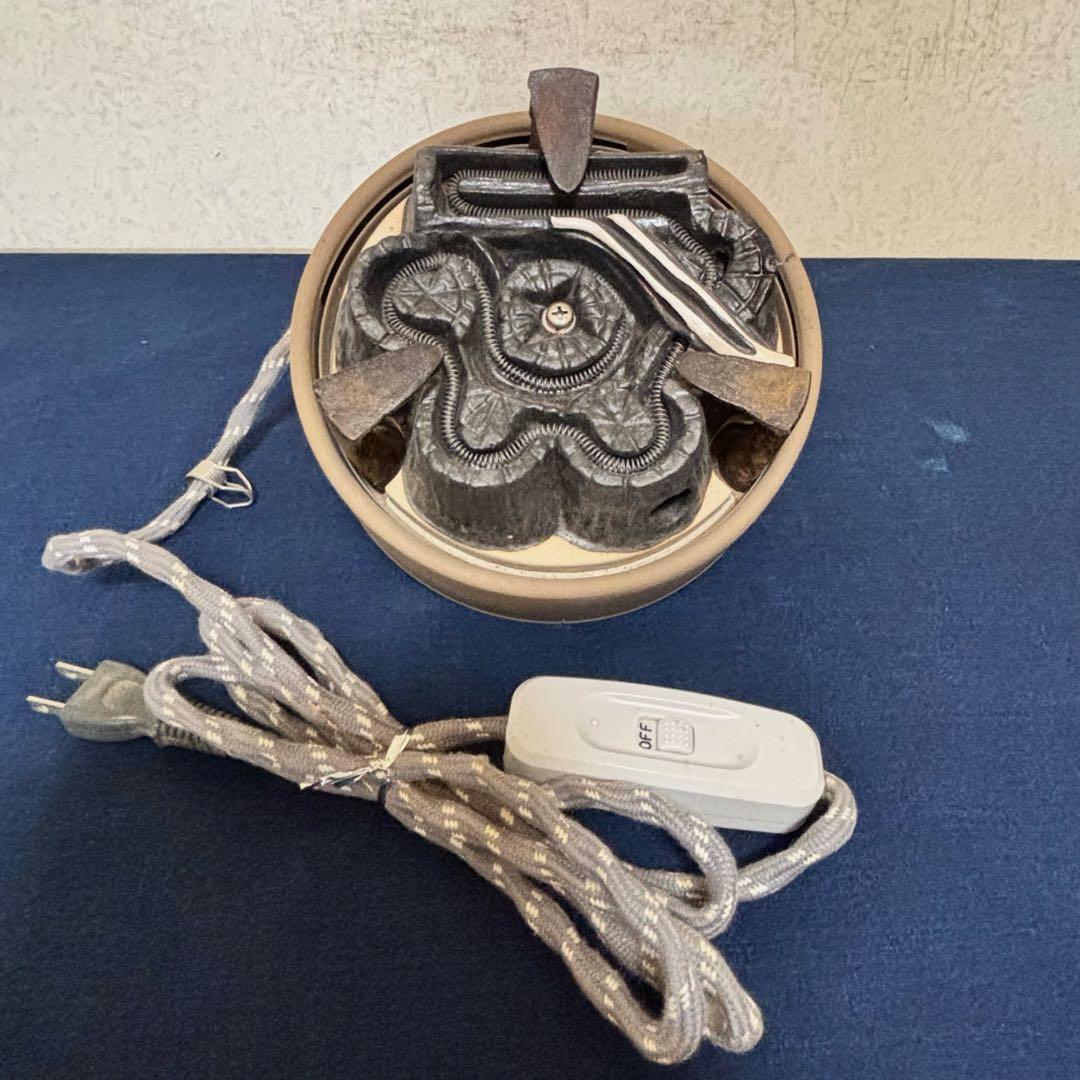風炉 茶釜 電熱器 唐銅鬼面風炉釜 野々田電熱器 敷板 茶道具 お点前道具