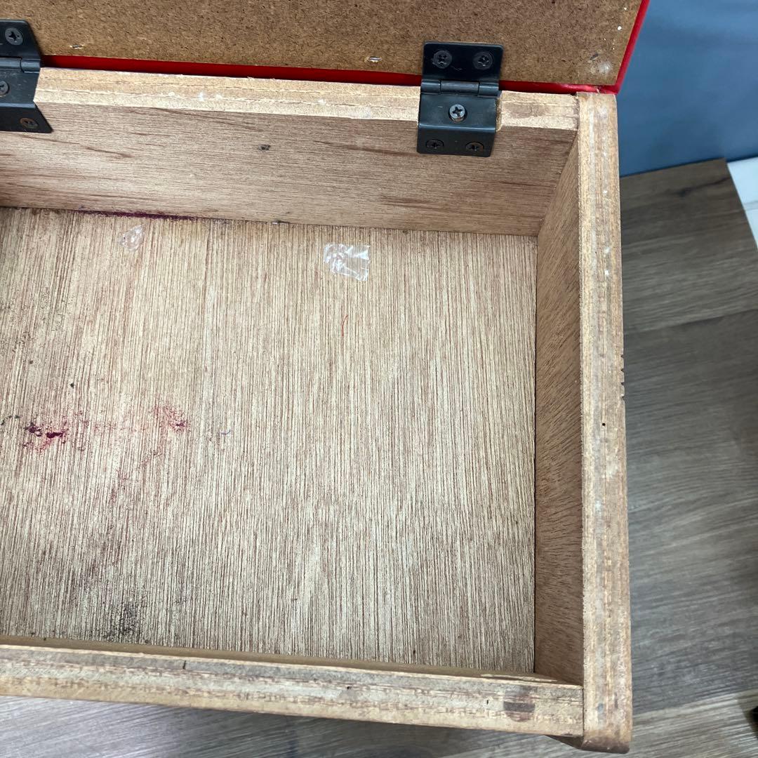 A-3 昭和レトロ 収納付き スツール ピアノ椅子 レッド 角椅子 イス チェア