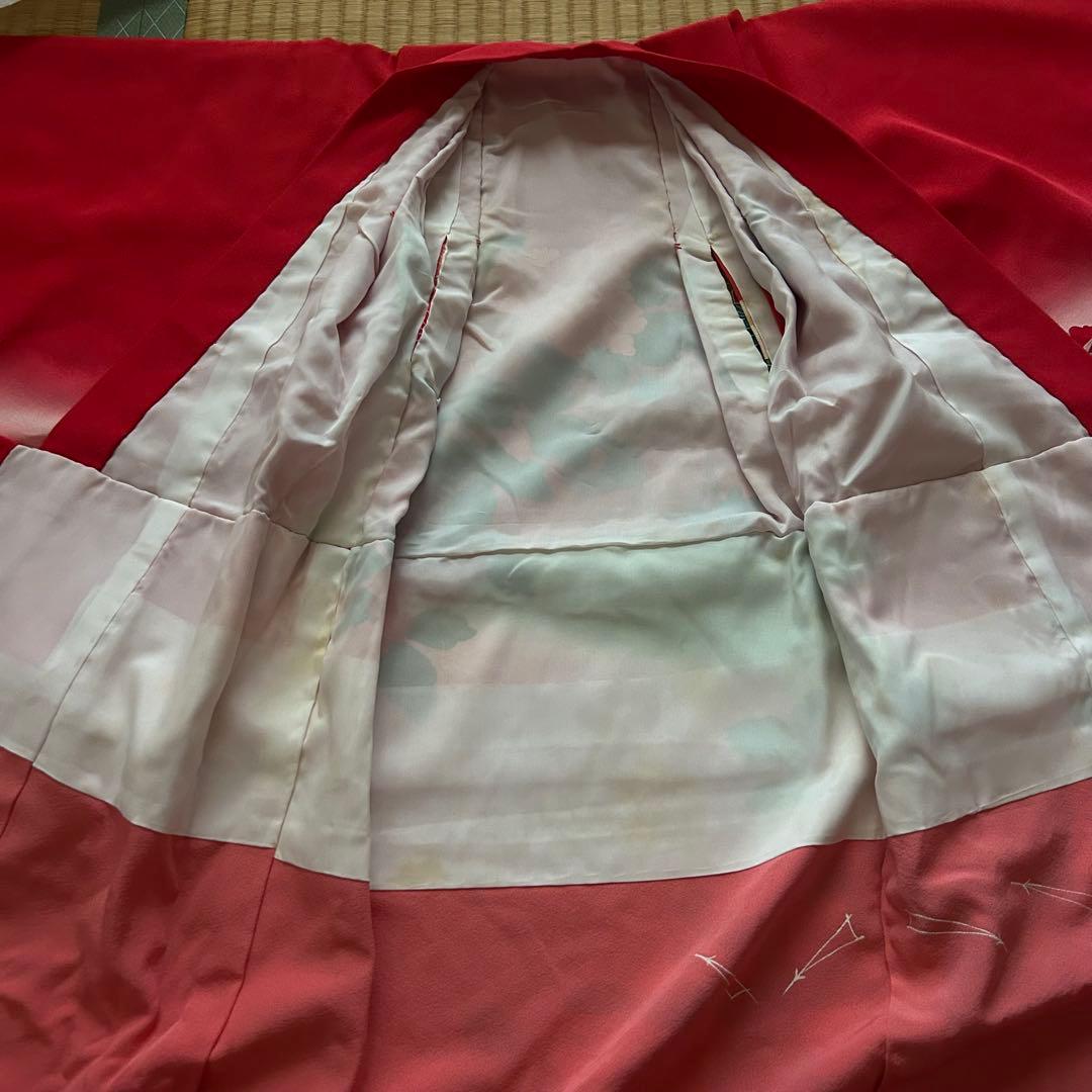 七五三 3歳 着物 被布 絹 三歳 赤 ピンク 753 子供着物