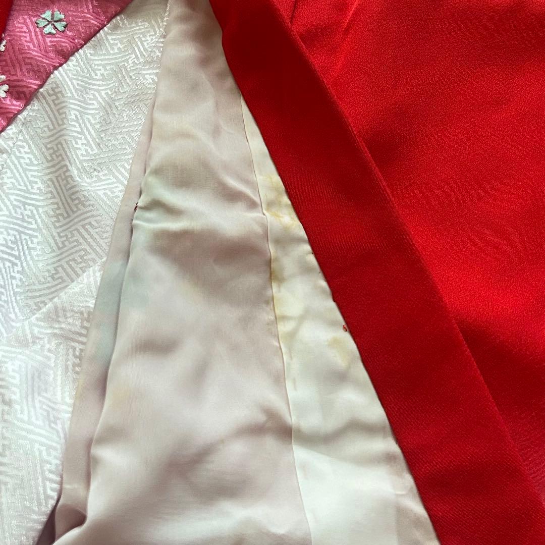 七五三 3歳 着物 被布 絹 三歳 赤 ピンク 753 子供着物