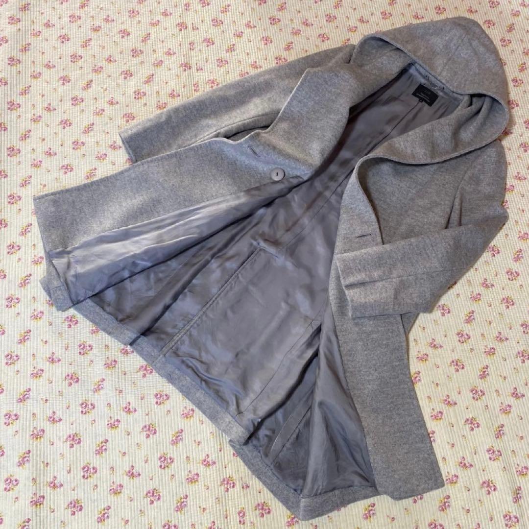 23区 ロングコート 44 フーデッドコート ライトグレー DMW