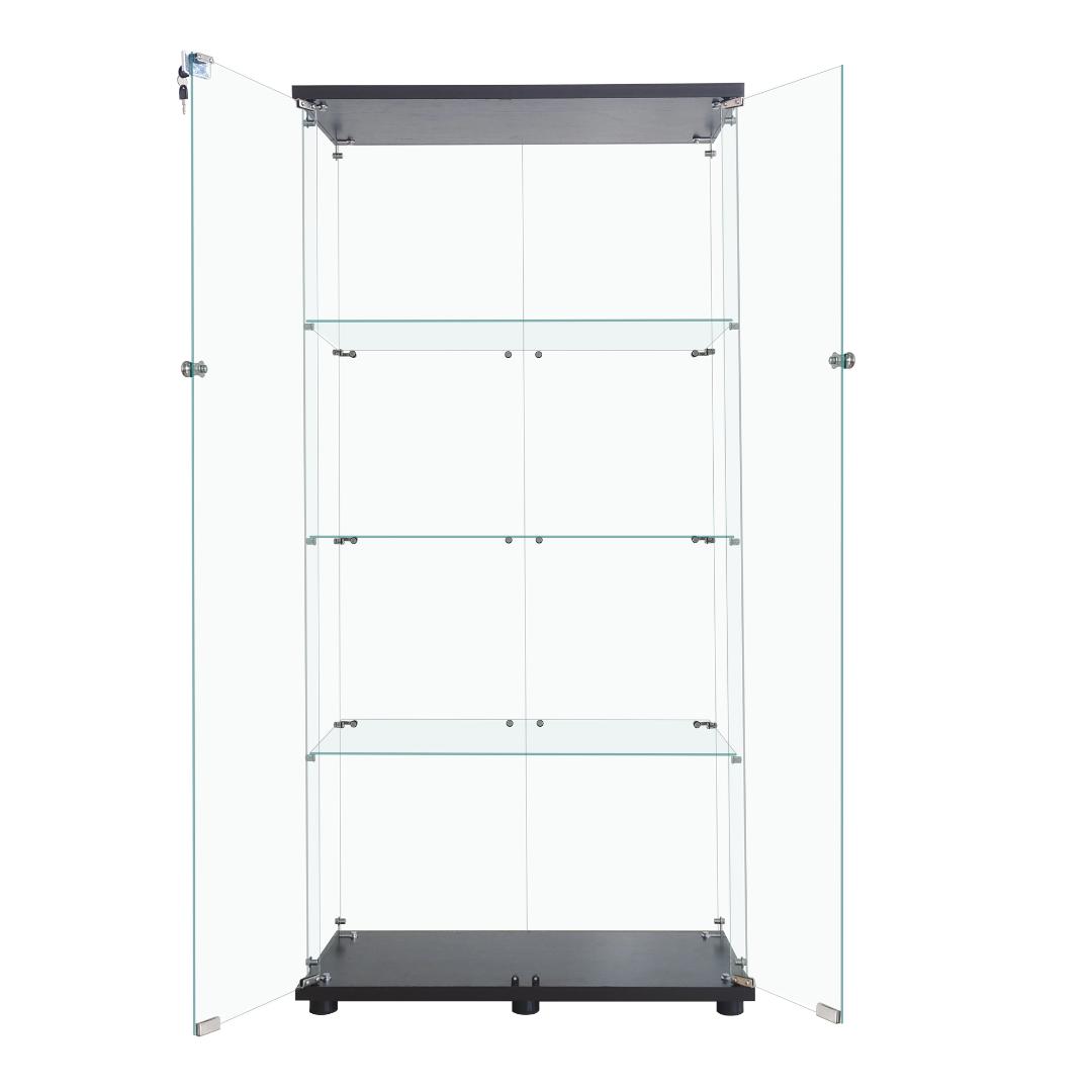 【新品】4段ワイド黒｜ガラスコレクションケース｜大人のフィギュア棚 ショーケース