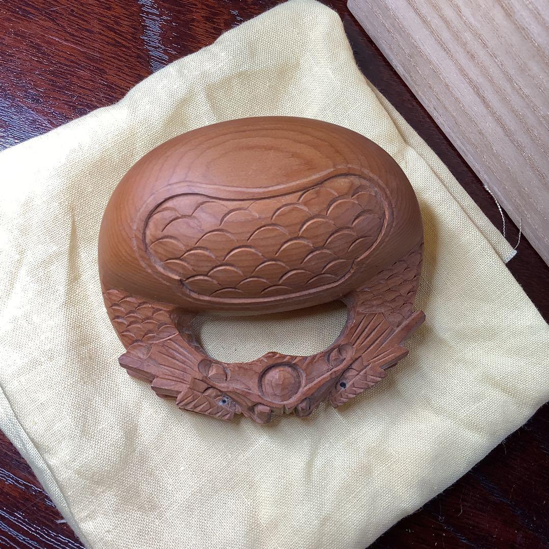 伝統工芸 香合 美品 大江 勝美 一位一刀彫 龍 木彫 茶道具 飛騨名工 香道具