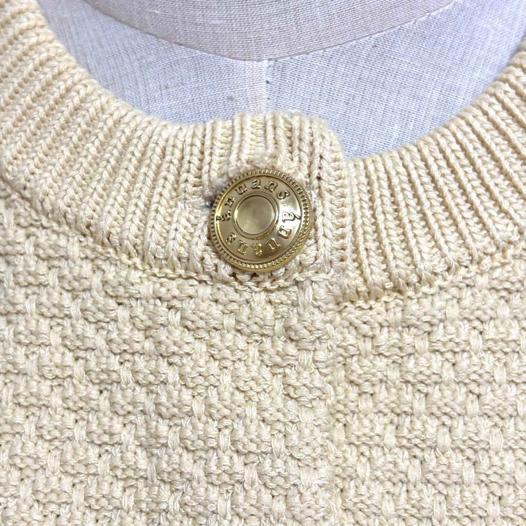【美品】anuans ノーカラーニットジャケット イエロー M