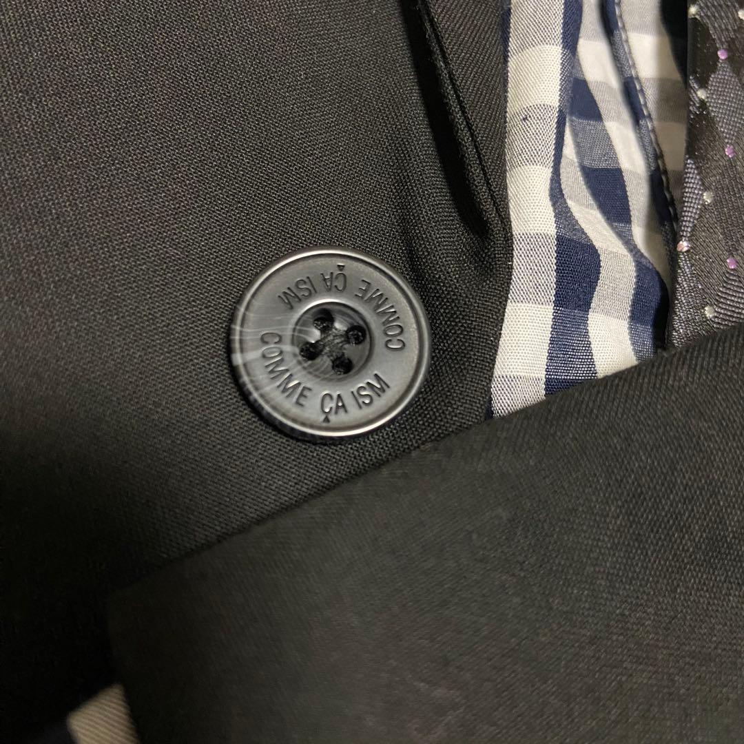 COMME CA ISM 黒スーツ 160A ネクタイ　ポケットチーフ　卒業式