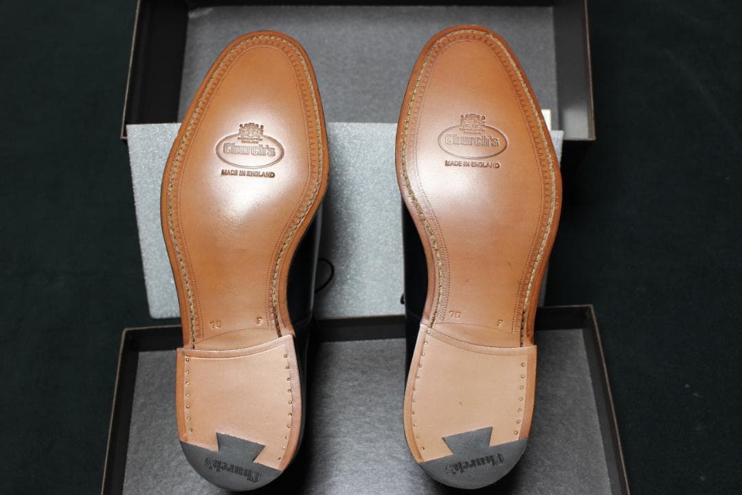 【新品】Church’s 73ラスト ストレートチップ 黒カーフ 革底 7.5F
