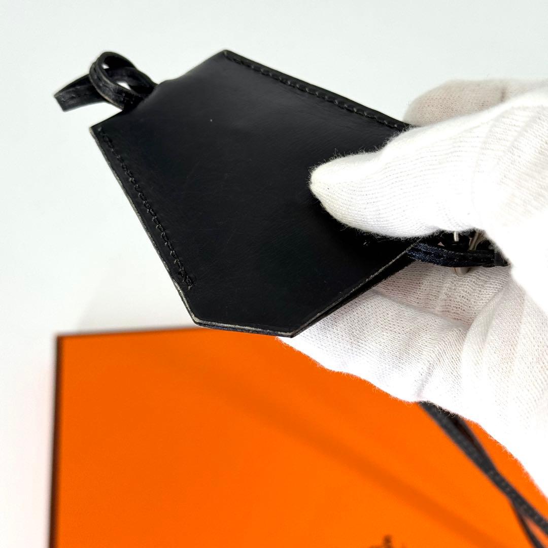 エルメス レザー クロシェット ネックストラップ ブラック 黒 キーリング