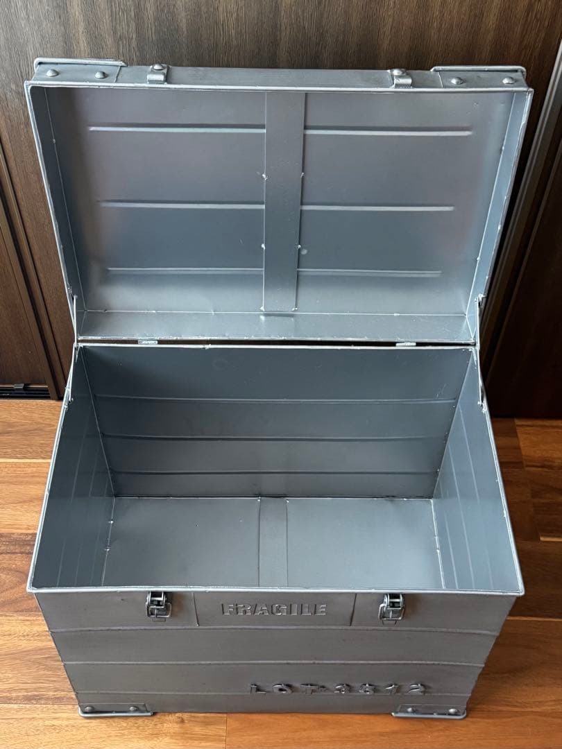 レトロ・ヴィンテージ風コンテナ収納ボックス ブリキ インダストリアル ミリタリー