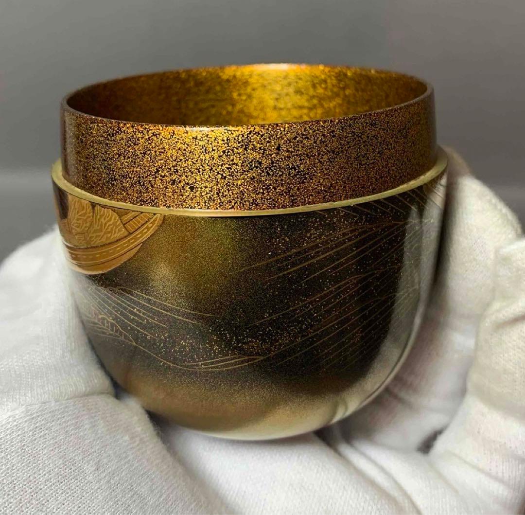 茶道具　芝舟蒔絵棗