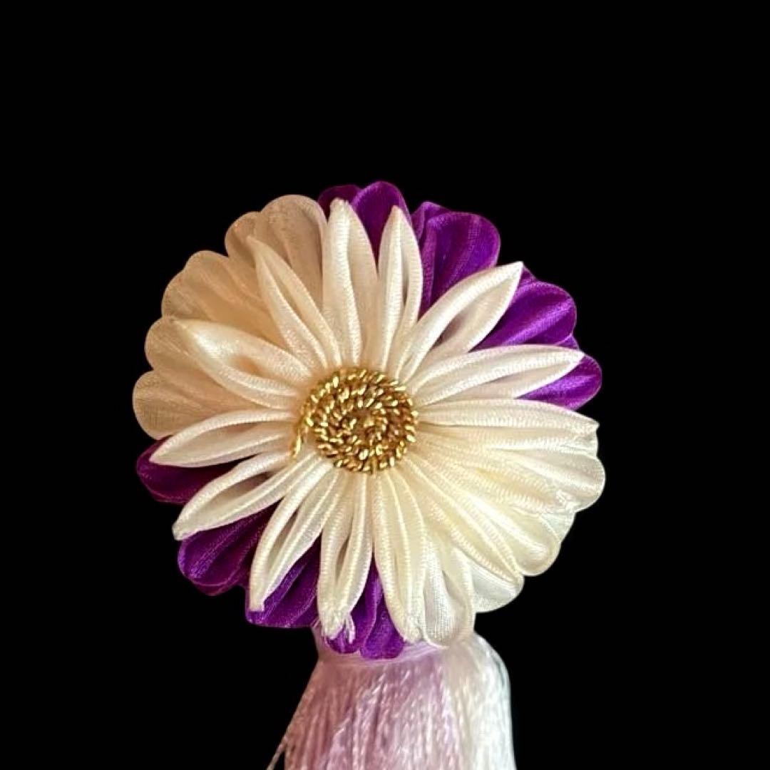 勝山髪飾り 七五三 7歳 (紫×薄紫×白)