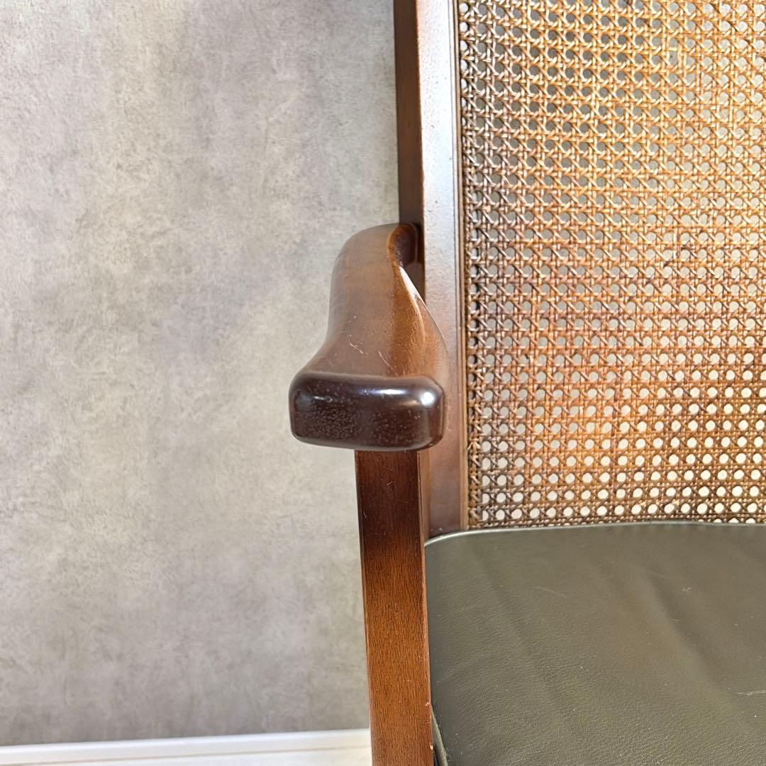 ナガノインテリア ラタン 籐編み アームチェア ダイニングチェア 椅子 レトロ