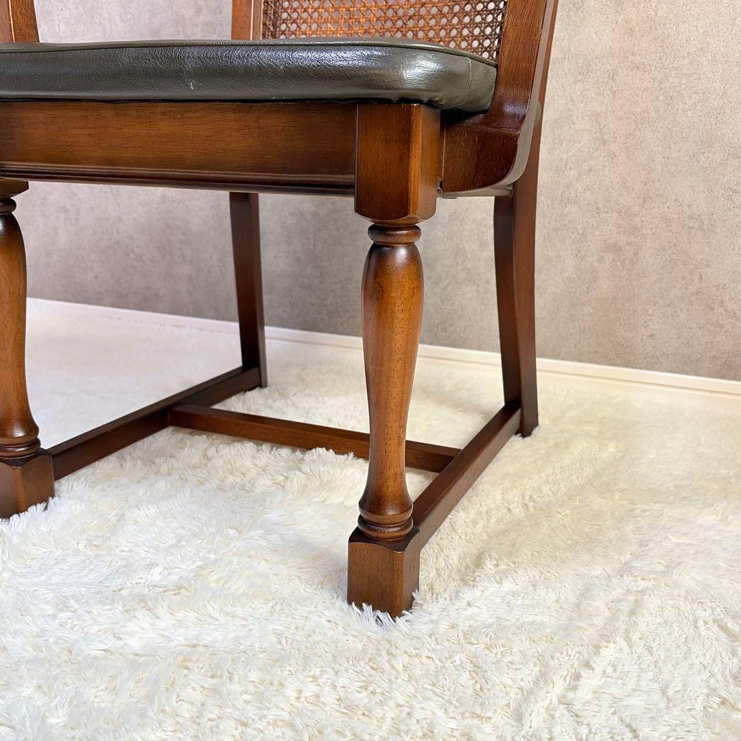 ナガノインテリア ラタン 籐編み アームチェア ダイニングチェア 椅子 レトロ