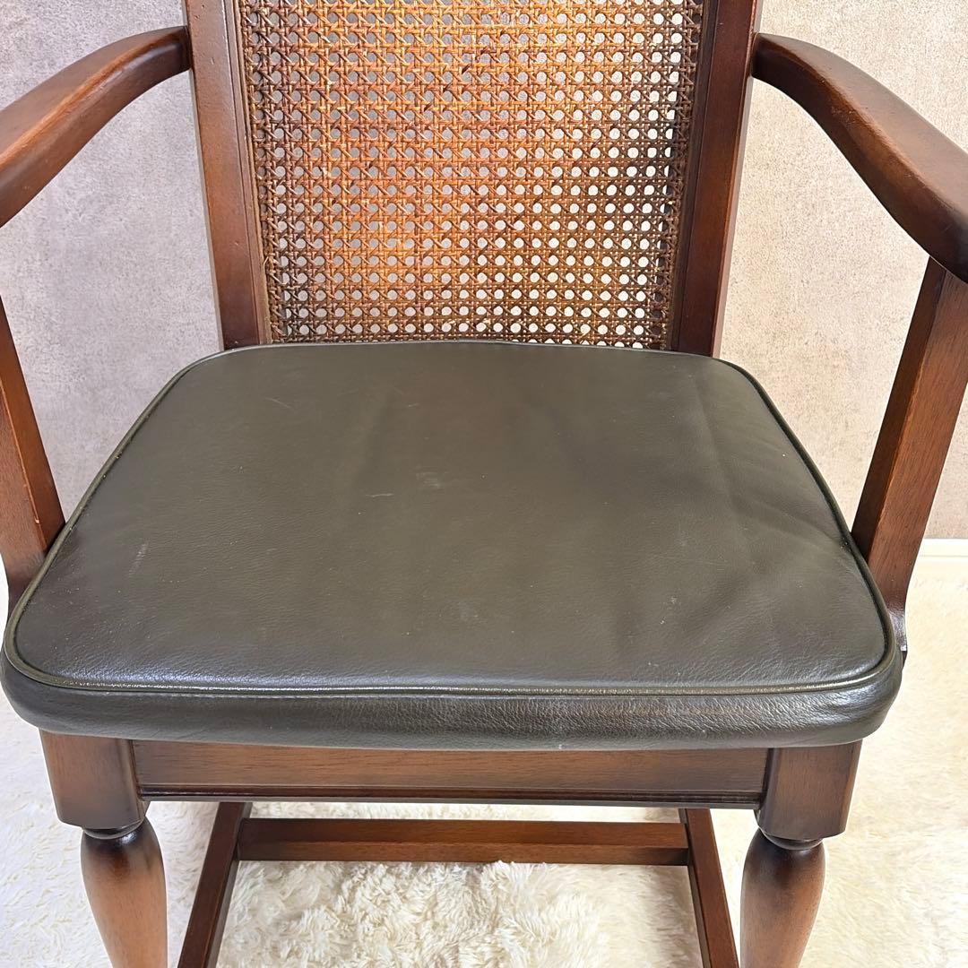 ナガノインテリア ラタン 籐編み アームチェア ダイニングチェア 椅子 レトロ