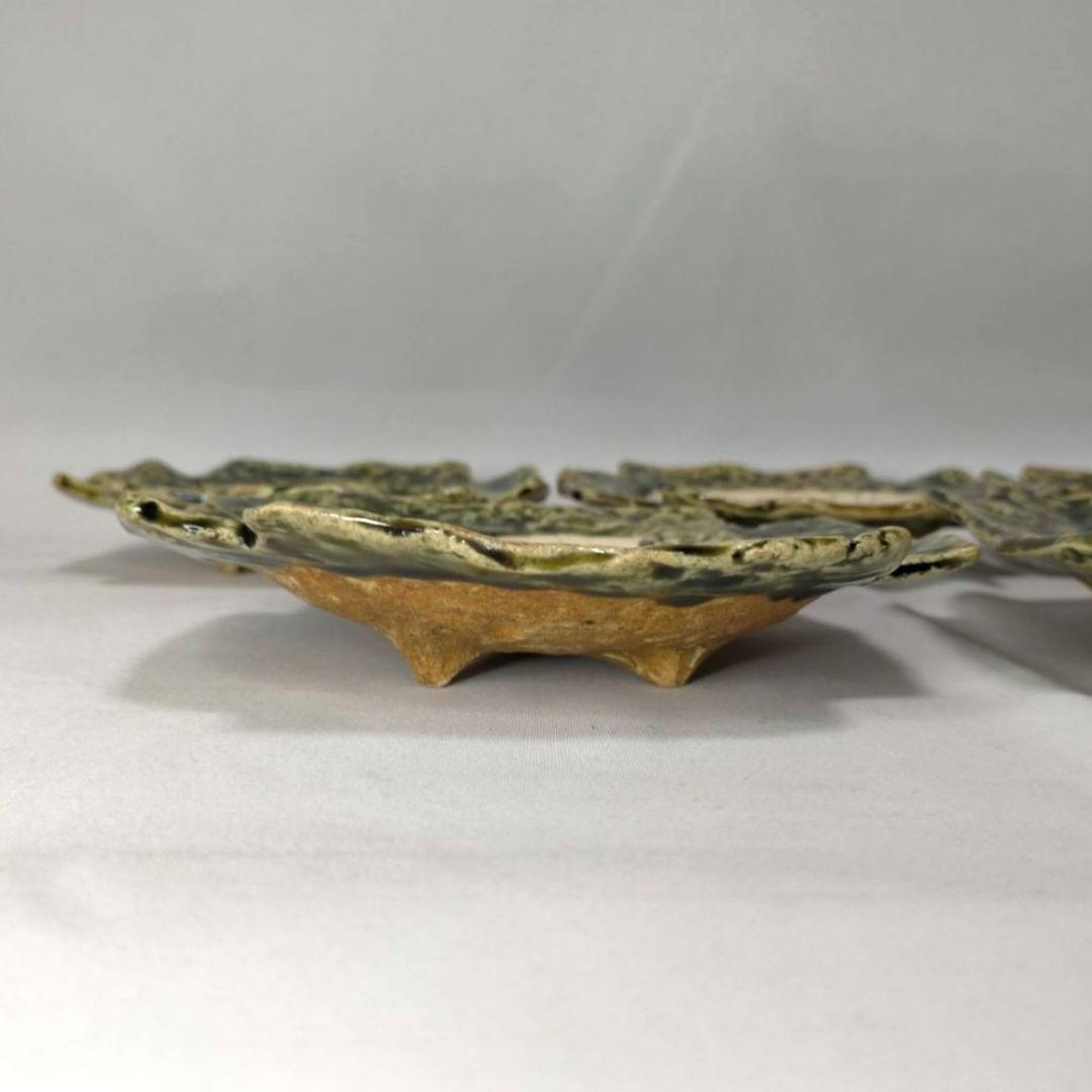 黒岩卓実 たくみ窯 織部皿 5枚 四つ脚 人気作家 美濃焼 銘々皿