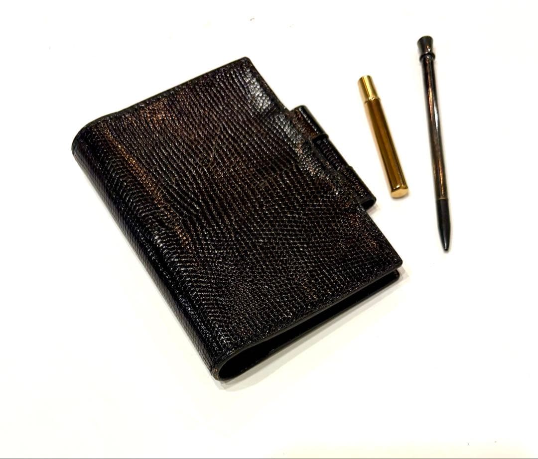 翠☆ヴィンテージ　エルメス アドレス帳　リザード　ペン付きアジェンダ手帳