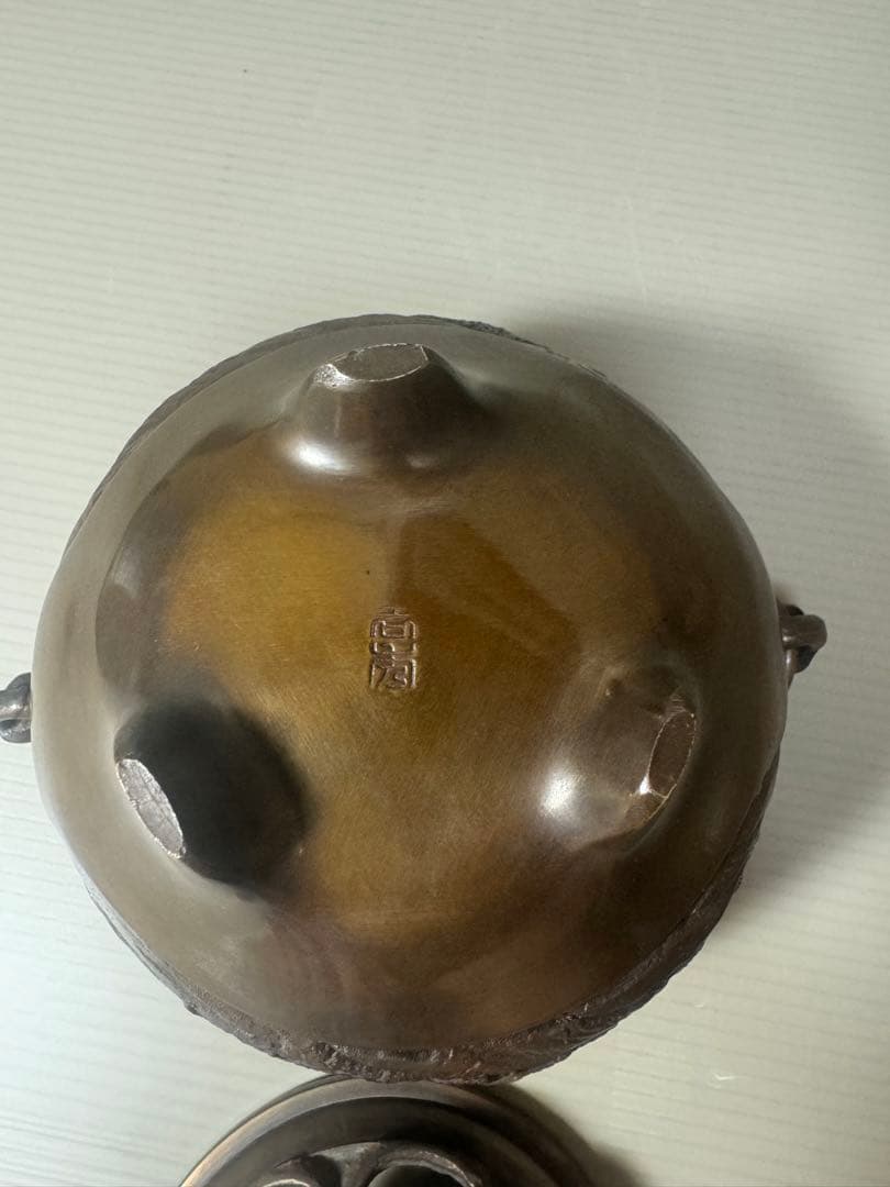 2078  銅製　鋳銅香炉　三足　獅子