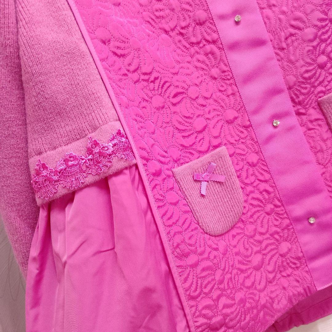 ノーカラーニット、キルティングジャケットサイズ42