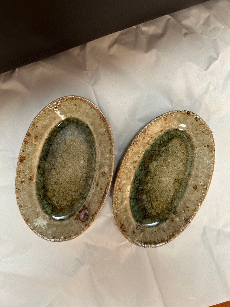 最終値下げ　新品　やちむん　宮城陶器　宮城正幸 オーバル皿　2個セット