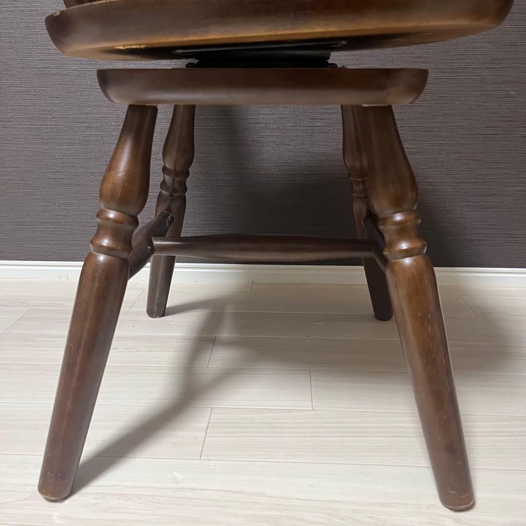 希少 飛騨家具　ウィンザーチェア　回転チェア　昭和レトロ　ヴィンテージ　木製 ①