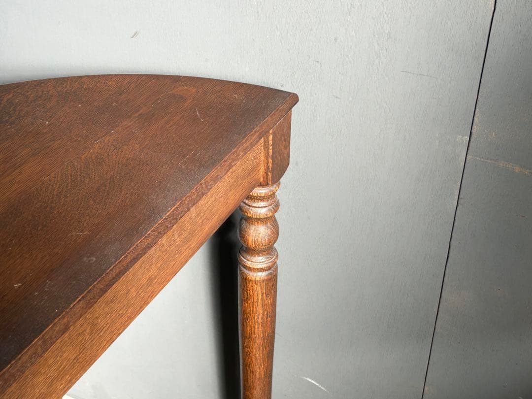 希少　イギリス　アンティーク　オーク材　シンプル　ハーフムーン　ろくろ　IG