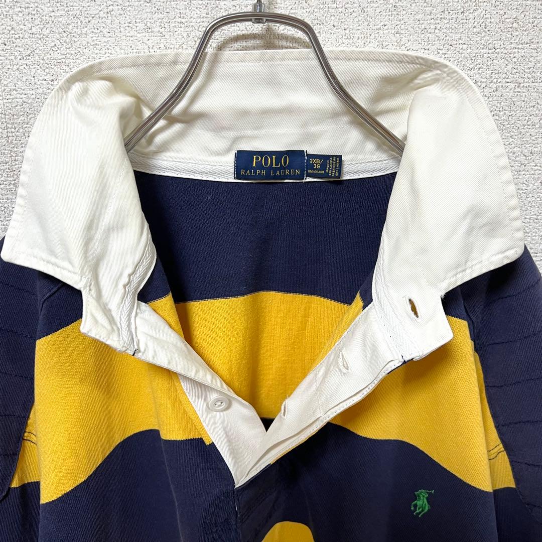 【良品】POLO Ralph Lauren 太ボーダー ラガーシャツ 3XB