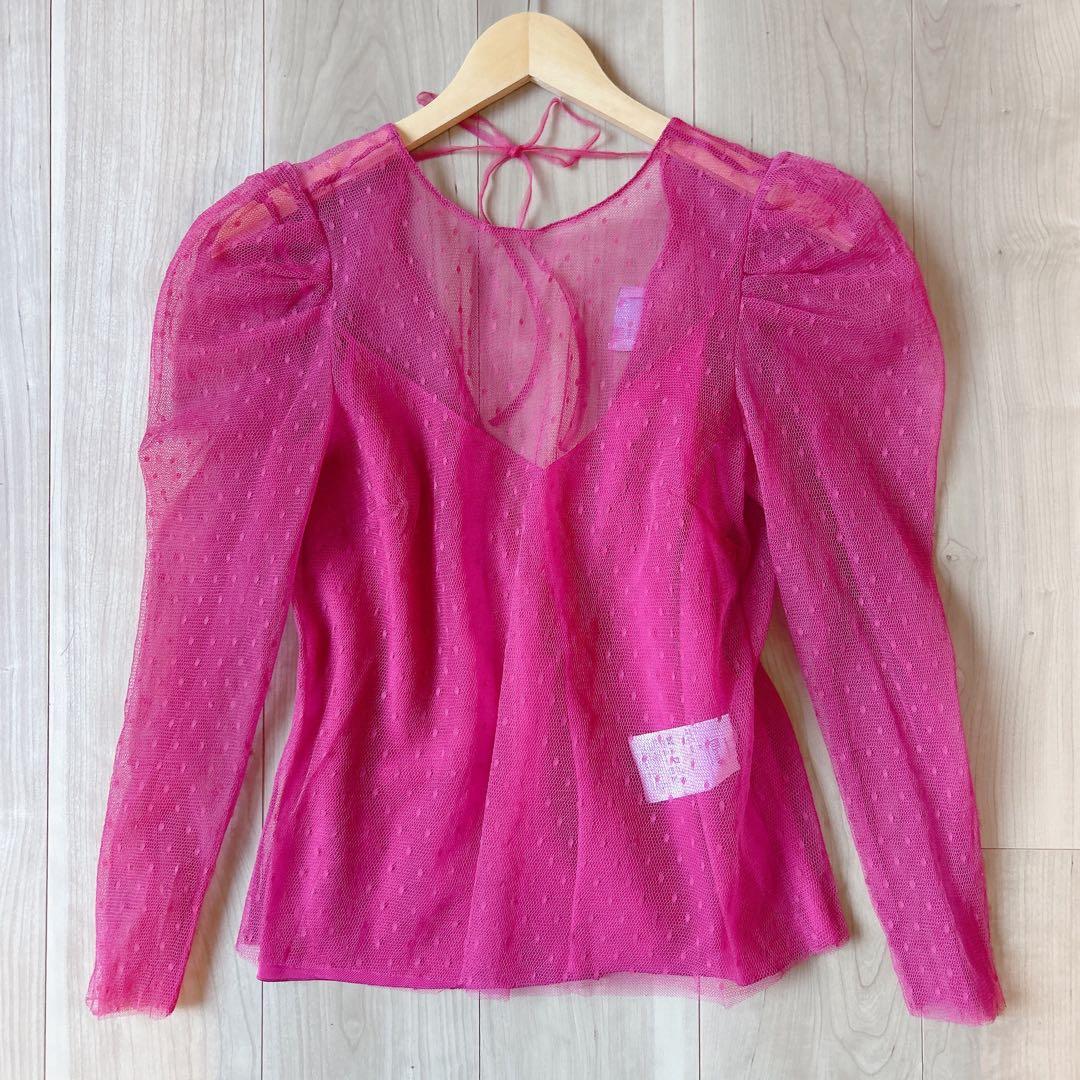 未使用級＊RED VALENTINO【定価約9万】ドットチュールブラウス 42