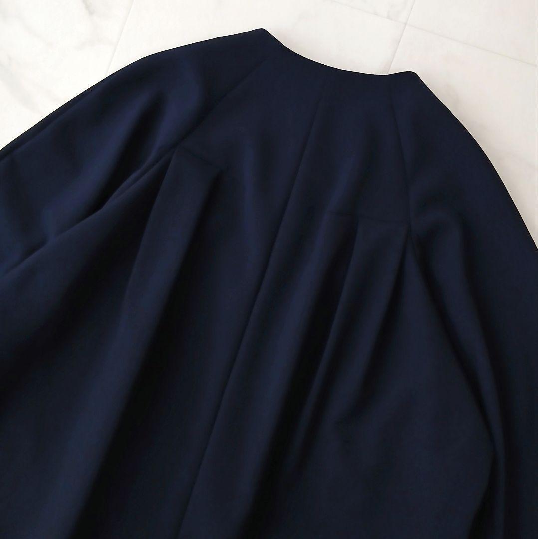 美品 エンフォルド 定価4万2千 タックソリッドジャケット 36 ネイビー 近年