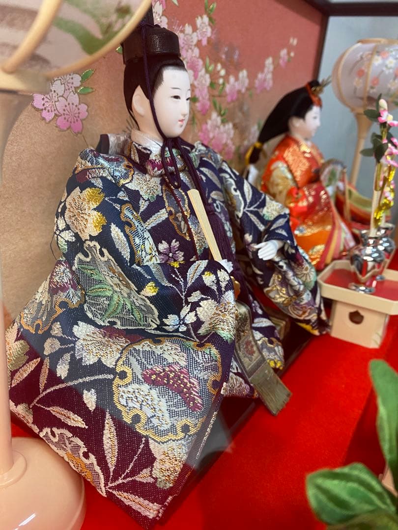 東京久月　雛人形ガラスケース入り親王飾り・間口約６１×奥行約３４×高さ約３７㎝